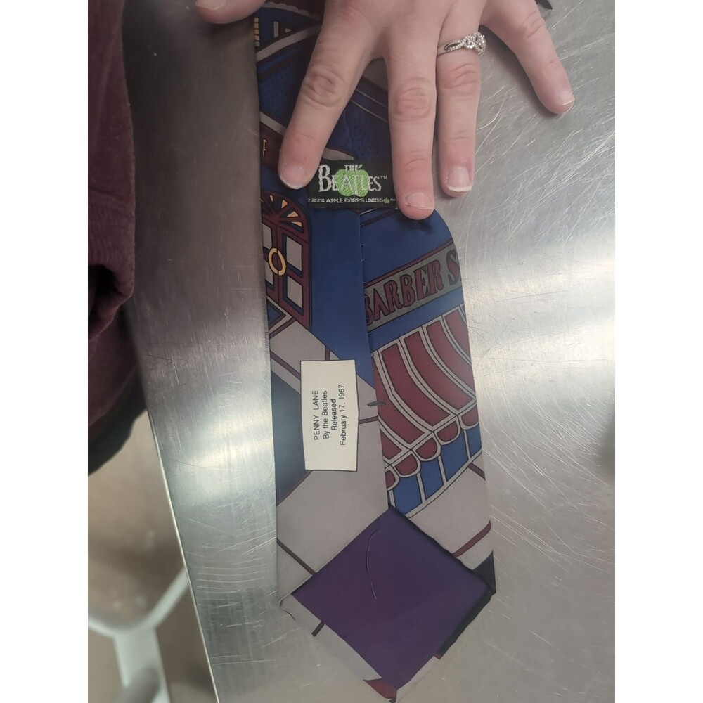 Vintage 100% Silk The Beatles Penny Lane Necktie Mens Print Novelty Tie Vtg - Picture 4 of 4